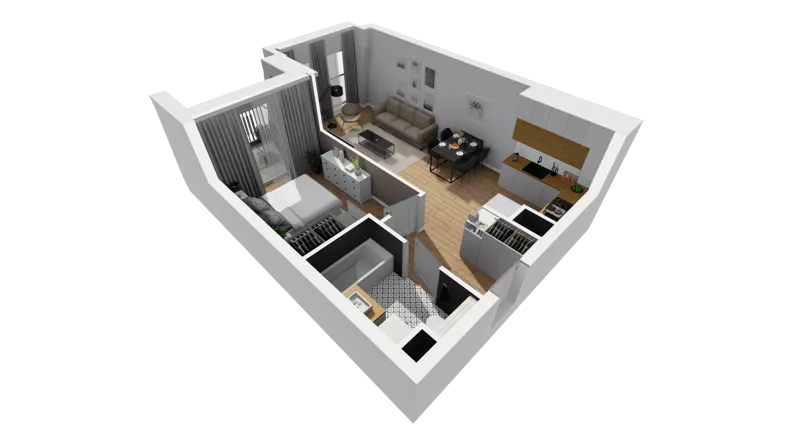 2 pokoje, mieszkanie 45,68 m², piętro 4, oferta nr A/99, Esencja, Gdańsk, Śródmieście, Dolne Miasto, ul. Kamienna Grobla / Jałmużnicza