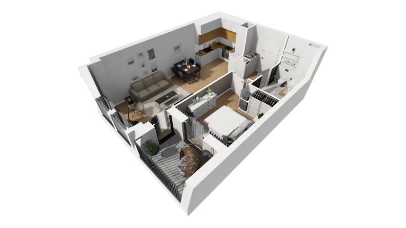 2 pokoje, mieszkanie 45,68 m², piętro 4, oferta nr A/99, Esencja, Gdańsk, Śródmieście, Dolne Miasto, ul. Kamienna Grobla / Jałmużnicza