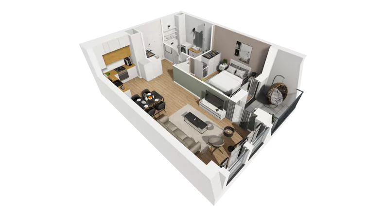 2 pokoje, mieszkanie 45,68 m², piętro 4, oferta nr A/99, Esencja, Gdańsk, Śródmieście, Dolne Miasto, ul. Kamienna Grobla / Jałmużnicza