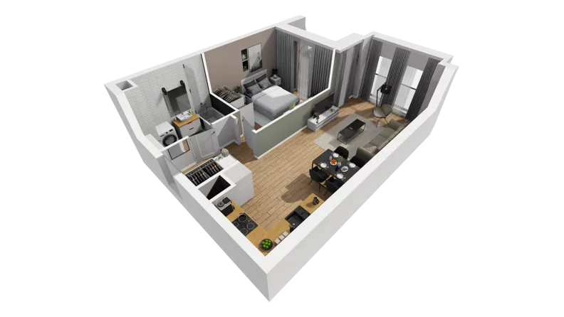 2 pokoje, mieszkanie 45,68 m², piętro 4, oferta nr A/99, Esencja, Gdańsk, Śródmieście, Dolne Miasto, ul. Kamienna Grobla / Jałmużnicza