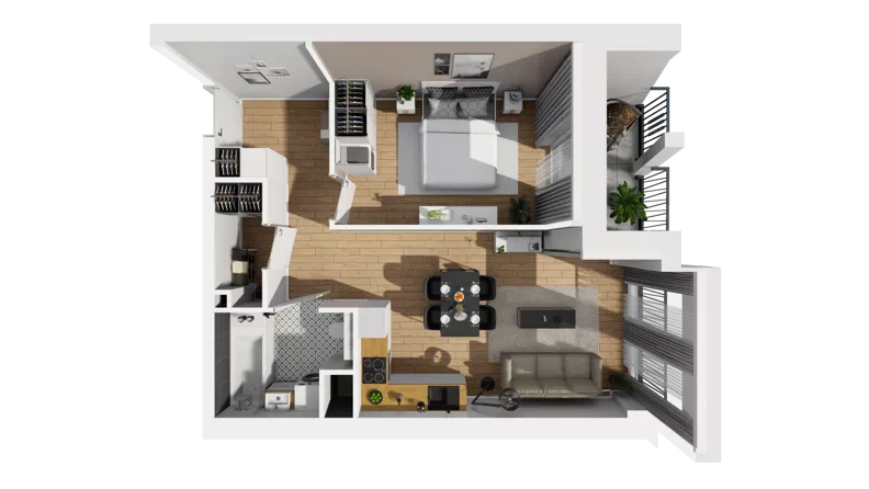 2 pokoje, mieszkanie 48,28 m², piętro 4, oferta nr A/100, Esencja, Gdańsk, Śródmieście, Dolne Miasto, ul. Kamienna Grobla / Jałmużnicza