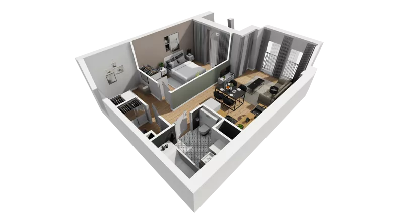 2 pokoje, mieszkanie 48,28 m², piętro 4, oferta nr A/100, Esencja, Gdańsk, Śródmieście, Dolne Miasto, ul. Kamienna Grobla / Jałmużnicza