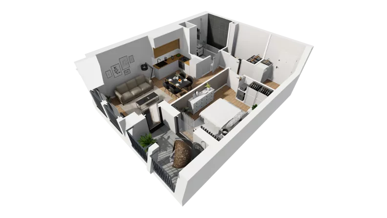 2 pokoje, mieszkanie 48,28 m², piętro 4, oferta nr A/100, Esencja, Gdańsk, Śródmieście, Dolne Miasto, ul. Kamienna Grobla / Jałmużnicza