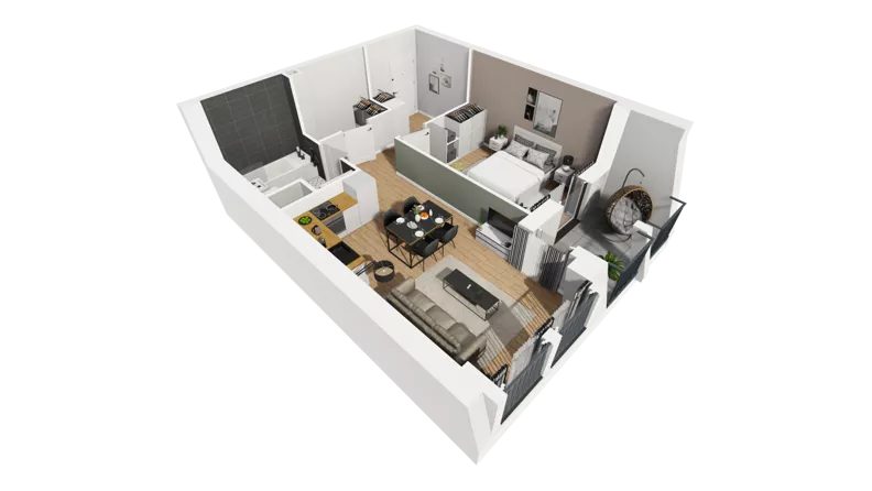 2 pokoje, mieszkanie 48,28 m², piętro 4, oferta nr A/100, Esencja, Gdańsk, Śródmieście, Dolne Miasto, ul. Kamienna Grobla / Jałmużnicza