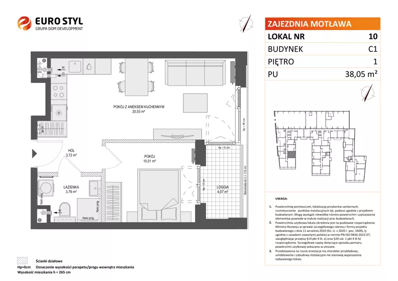 2 pokoje, mieszkanie 38,05 m², piętro 1, oferta nr C1/10, Zajezdnia Motława - bud C1, Gdańsk, Śródmieście, Dolne Miasto, ul. Kurza