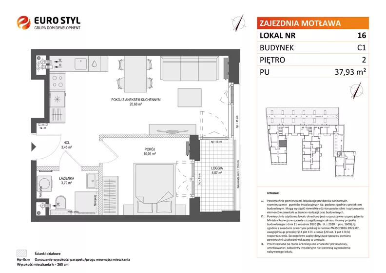 2 pokoje, mieszkanie 37,93 m², piętro 2, oferta nr C1/16, Zajezdnia Motława - bud C1, Gdańsk, Śródmieście, Dolne Miasto, ul. Kurza