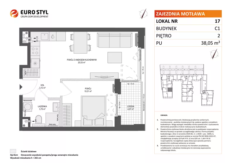 2 pokoje, mieszkanie 38,05 m², piętro 2, oferta nr C1/17, Zajezdnia Motława - bud C1, Gdańsk, Śródmieście, Dolne Miasto, ul. Kurza