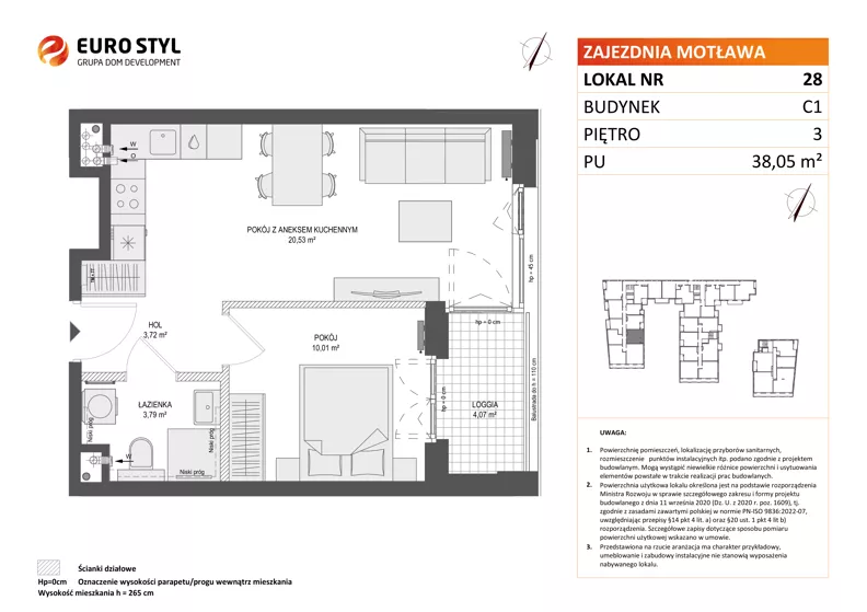 2 pokoje, mieszkanie 38,05 m², piętro 3, oferta nr C1/28, Zajezdnia Motława - bud C1, Gdańsk, Śródmieście, Dolne Miasto, ul. Kurza