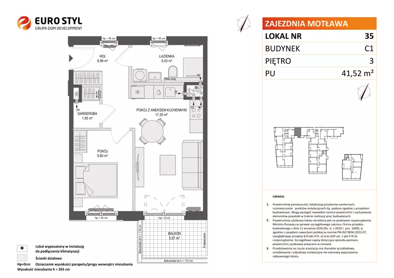 2 pokoje, mieszkanie 41,52 m², piętro 3, oferta nr C1/35, Zajezdnia Motława - bud C1, Gdańsk, Śródmieście, Dolne Miasto, ul. Kurza