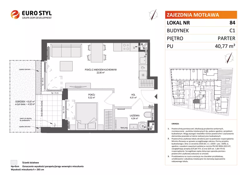 2 pokoje, mieszkanie 40,77 m², parter, oferta nr C1/84, Zajezdnia Motława - bud C1, Gdańsk, Śródmieście, Dolne Miasto, ul. Kurza