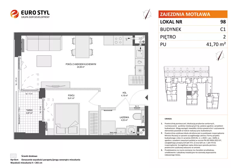 2 pokoje, mieszkanie 41,70 m², piętro 2, oferta nr C1/98, Zajezdnia Motława - bud C1, Gdańsk, Śródmieście, Dolne Miasto, ul. Kurza