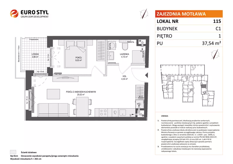 2 pokoje, mieszkanie 37,54 m², piętro 1, oferta nr C1/115, Zajezdnia Motława - bud C1, Gdańsk, Śródmieście, Dolne Miasto, ul. Kurza
