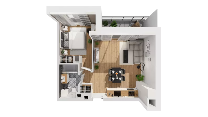 2 pokoje, mieszkanie 43,93 m², piętro 2, oferta nr C9/36, Konstelacja - etap III, Gdynia, Pogórze, ul. Paderewskiego