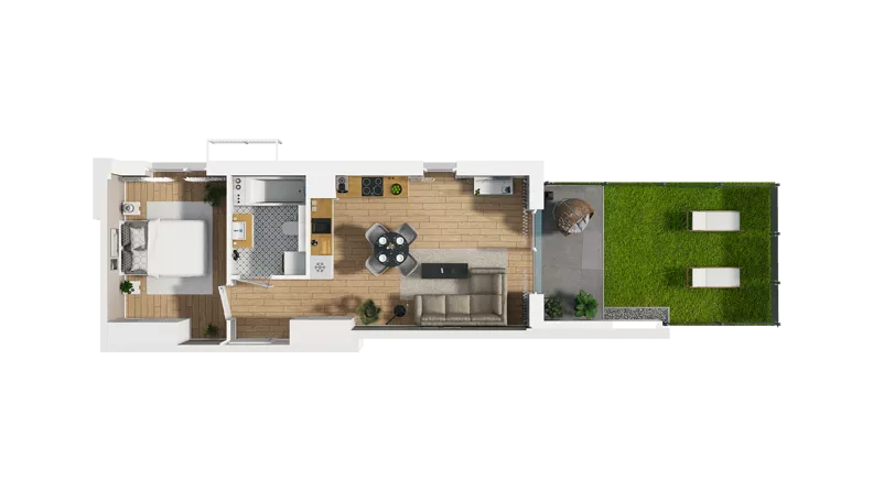 2 pokoje, mieszkanie 40,45 m², parter, oferta nr D/1, Przystań Brzeźno - etap II, Gdańsk, Brzeźno, ul. Uczniowska