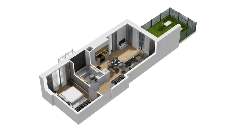 2 pokoje, mieszkanie 40,45 m², parter, oferta nr D/1, Przystań Brzeźno - etap II, Gdańsk, Brzeźno, ul. Uczniowska