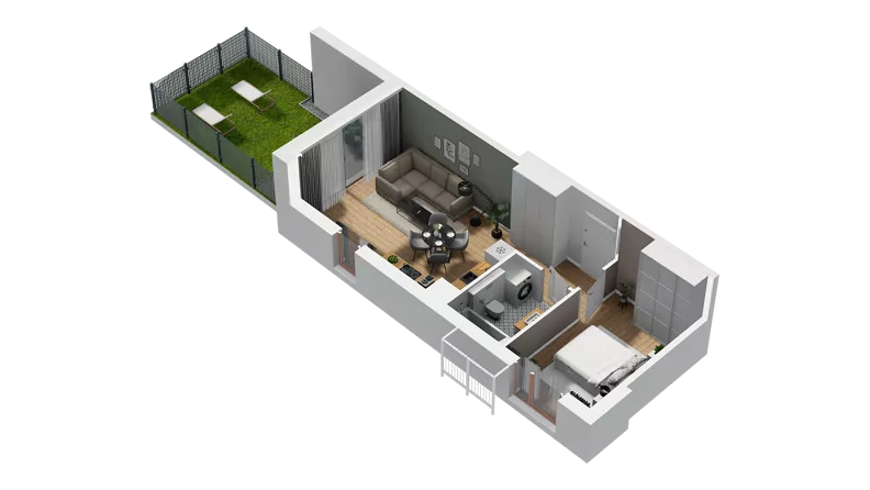 2 pokoje, mieszkanie 40,45 m², parter, oferta nr D/1, Przystań Brzeźno - etap II, Gdańsk, Brzeźno, ul. Uczniowska