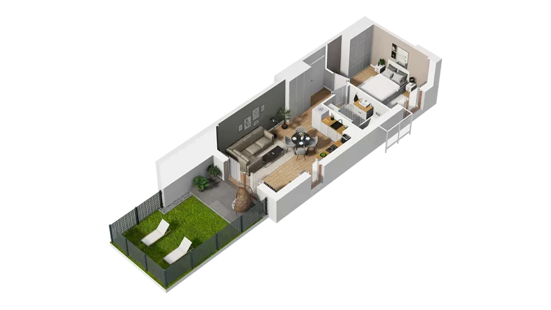2 pokoje, mieszkanie 40,45 m², parter, oferta nr D/1, Przystań Brzeźno - etap II, Gdańsk, Brzeźno, ul. Uczniowska