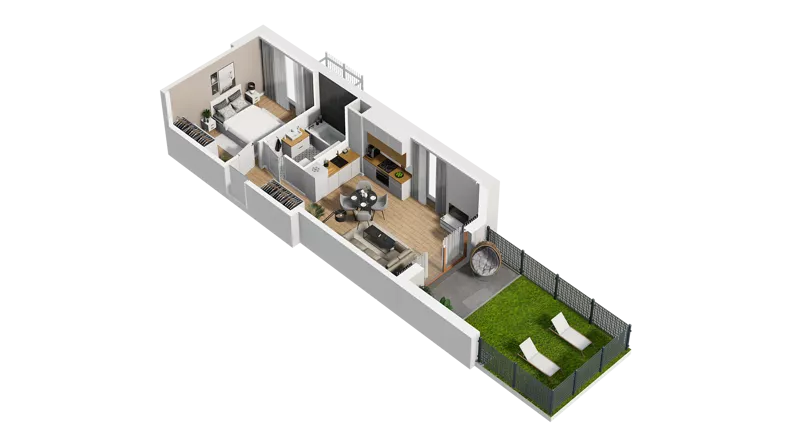 2 pokoje, mieszkanie 40,45 m², parter, oferta nr D/1, Przystań Brzeźno - etap II, Gdańsk, Brzeźno, ul. Uczniowska