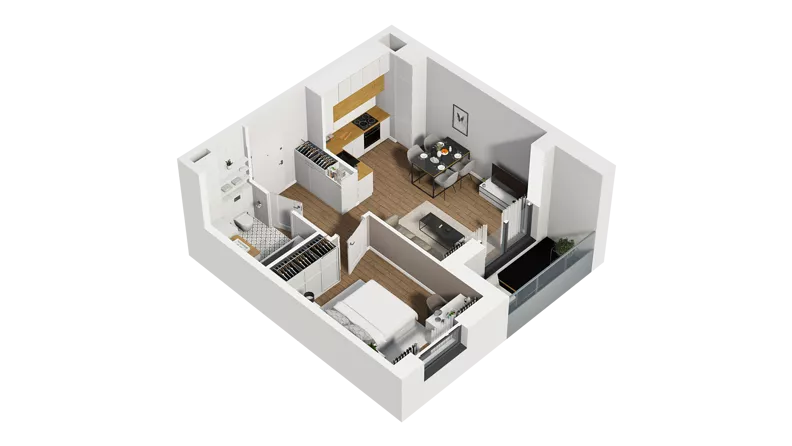 2 pokoje, mieszkanie 39,46 m², piętro 1, oferta nr D/16, Osiedle Warszawska - etap II, Gdańsk, Ujeścisko-Łostowice, Ujeścisko, ul. Warszawska