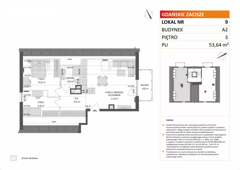 3 pokoje, mieszkanie 53,64 m², piętro 3, oferta nr A2/9, Gdańskie Zacisze, Gdańsk, Kokoszki, ul. Bysewska