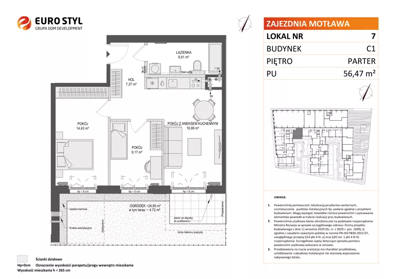 3 pokoje, mieszkanie 56,47 m², parter, oferta nr C1/7, Zajezdnia Motława - bud C1, Gdańsk, Śródmieście, Dolne Miasto, ul. Kurza
