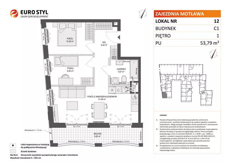 3 pokoje, mieszkanie 53,79 m², piętro 1, oferta nr C1/12, Zajezdnia Motława - bud C1, Gdańsk, Śródmieście, Dolne Miasto, ul. Kurza