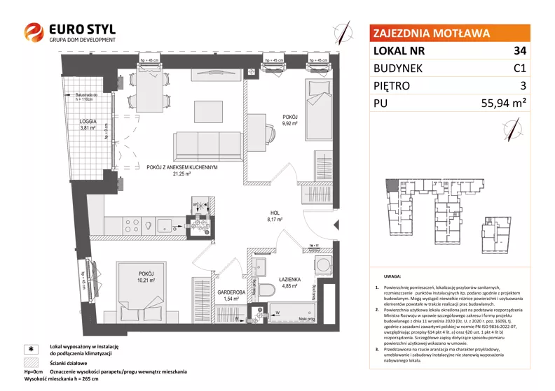 3 pokoje, mieszkanie 55,94 m², piętro 3, oferta nr C1/34, Zajezdnia Motława - bud C1, Gdańsk, Śródmieście, Dolne Miasto, ul. Kurza