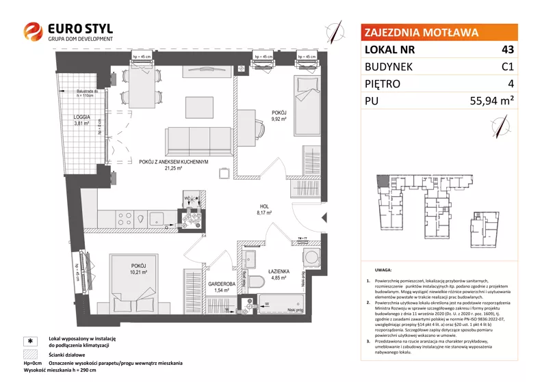 3 pokoje, mieszkanie 55,94 m², piętro 4, oferta nr C1/43, Zajezdnia Motława - bud C1, Gdańsk, Śródmieście, Dolne Miasto, ul. Kurza