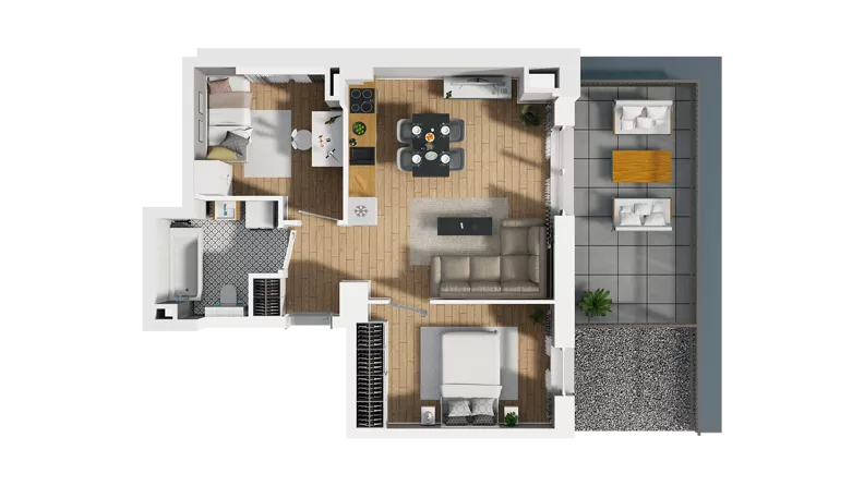 3 pokoje, mieszkanie 49,10 m², piętro 4, oferta nr B/47, Osiedle Orzechowa, Gdynia, Chylonia, ul. Meksykańska/Orzechowa