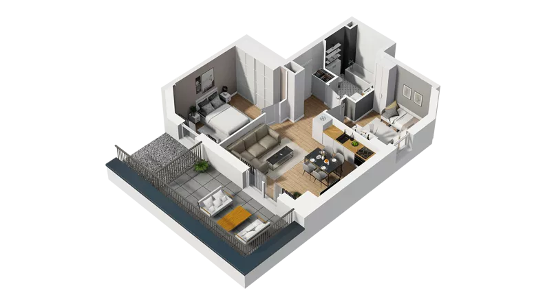 3 pokoje, mieszkanie 49,10 m², piętro 4, oferta nr B/47, Osiedle Orzechowa, Gdynia, Chylonia, ul. Meksykańska/Orzechowa