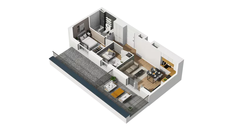 3 pokoje, mieszkanie 49,62 m², piętro 4, oferta nr C/53, Osiedle Orzechowa, Gdynia, Chylonia, ul. Meksykańska/Orzechowa