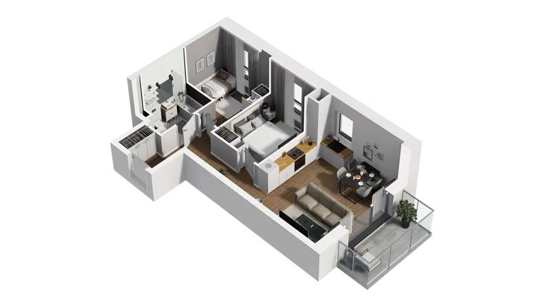 3 pokoje, mieszkanie 47,98 m², piętro 1, oferta nr D/11, Osiedle Warszawska - etap II, Gdańsk, Ujeścisko-Łostowice, Ujeścisko, ul. Warszawska