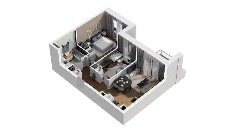 3 pokoje, mieszkanie 50,41 m², piętro 1, oferta nr D/12, Osiedle Warszawska - etap II, Gdańsk, Ujeścisko-Łostowice, Ujeścisko, ul. Warszawska