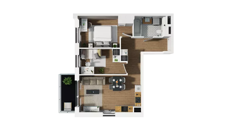 3 pokoje, mieszkanie 53,76 m², piętro 1, oferta nr D/14, Osiedle Warszawska - etap II, Gdańsk, Ujeścisko-Łostowice, Ujeścisko, ul. Warszawska