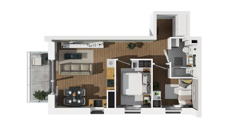 3 pokoje, mieszkanie 48,43 m², piętro 4, oferta nr D/35, Osiedle Warszawska - etap II, Gdańsk, Ujeścisko-Łostowice, Ujeścisko, ul. Warszawska