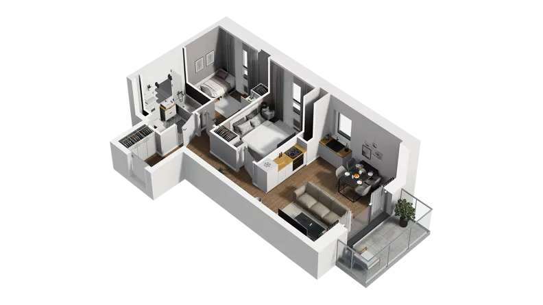 3 pokoje, mieszkanie 48,43 m², piętro 4, oferta nr D/35, Osiedle Warszawska - etap II, Gdańsk, Ujeścisko-Łostowice, Ujeścisko, ul. Warszawska