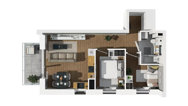 3 pokoje, mieszkanie 47,49 m², piętro 2, oferta nr C/19, Osiedle Warszawska - etap II, Gdańsk, Ujeścisko-Łostowice, Ujeścisko, ul. Warszawska