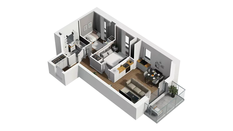 3 pokoje, mieszkanie 47,49 m², piętro 2, oferta nr C/19, Osiedle Warszawska - etap II, Gdańsk, Ujeścisko-Łostowice, Ujeścisko, ul. Warszawska