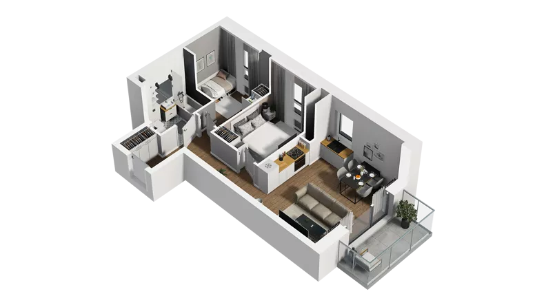 3 pokoje, mieszkanie 48,23 m², piętro 5, oferta nr C/43, Osiedle Warszawska - etap II, Gdańsk, Ujeścisko-Łostowice, Ujeścisko, ul. Warszawska