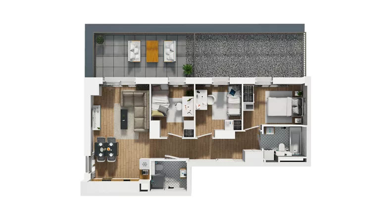 4 pokoje, mieszkanie 61,87 m², piętro 4, oferta nr C/52, Osiedle Orzechowa, Gdynia, Chylonia, ul. Meksykańska/Orzechowa