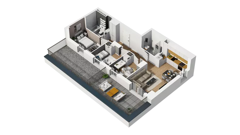 4 pokoje, mieszkanie 61,87 m², piętro 4, oferta nr C/52, Osiedle Orzechowa, Gdynia, Chylonia, ul. Meksykańska/Orzechowa