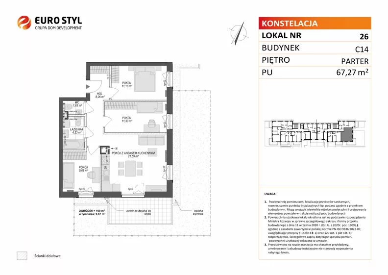 4 pokoje, mieszkanie 67,27 m², parter, oferta nr C14/26, Konstelacja - etap V, Gdynia, Pogórze, ul. Paderewskiego