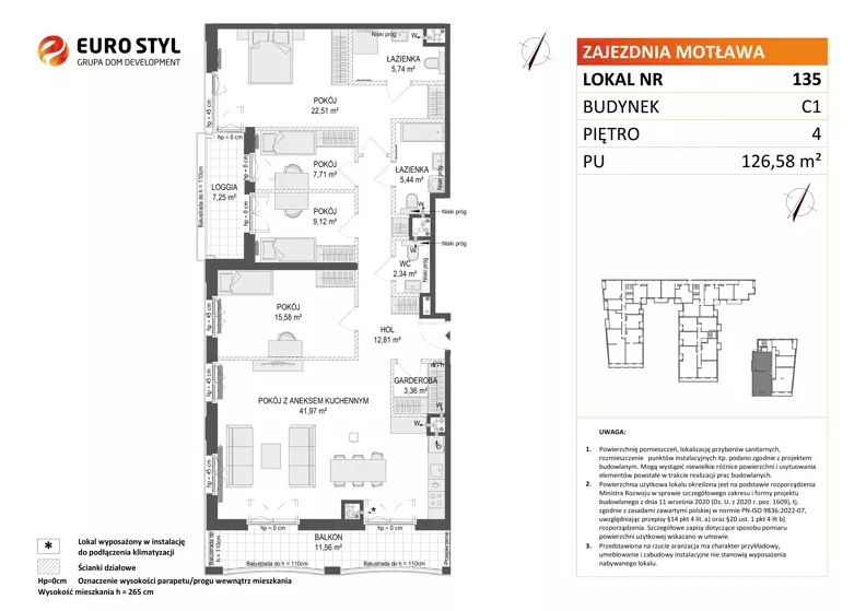 5 pokoi, mieszkanie 126,58 m², piętro 4, oferta nr C1/135, Zajezdnia Motława - bud C1, Gdańsk, Śródmieście, Dolne Miasto, ul. Kurza