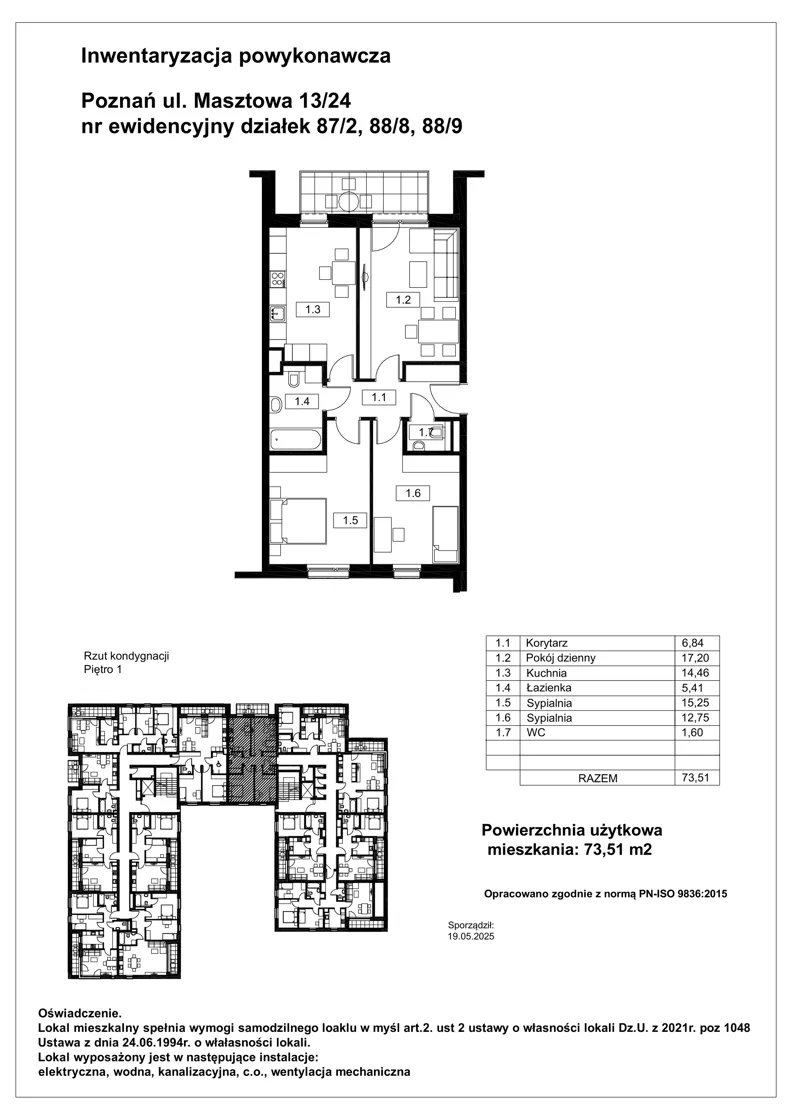 3 pokoje, mieszkanie 73,51 m², piętro 1, oferta nr FB.1.6, Nowy Folwark, Poznań, Starołęka-Minikowo-Marlewo, Minikowo, ul. Masztowa 13