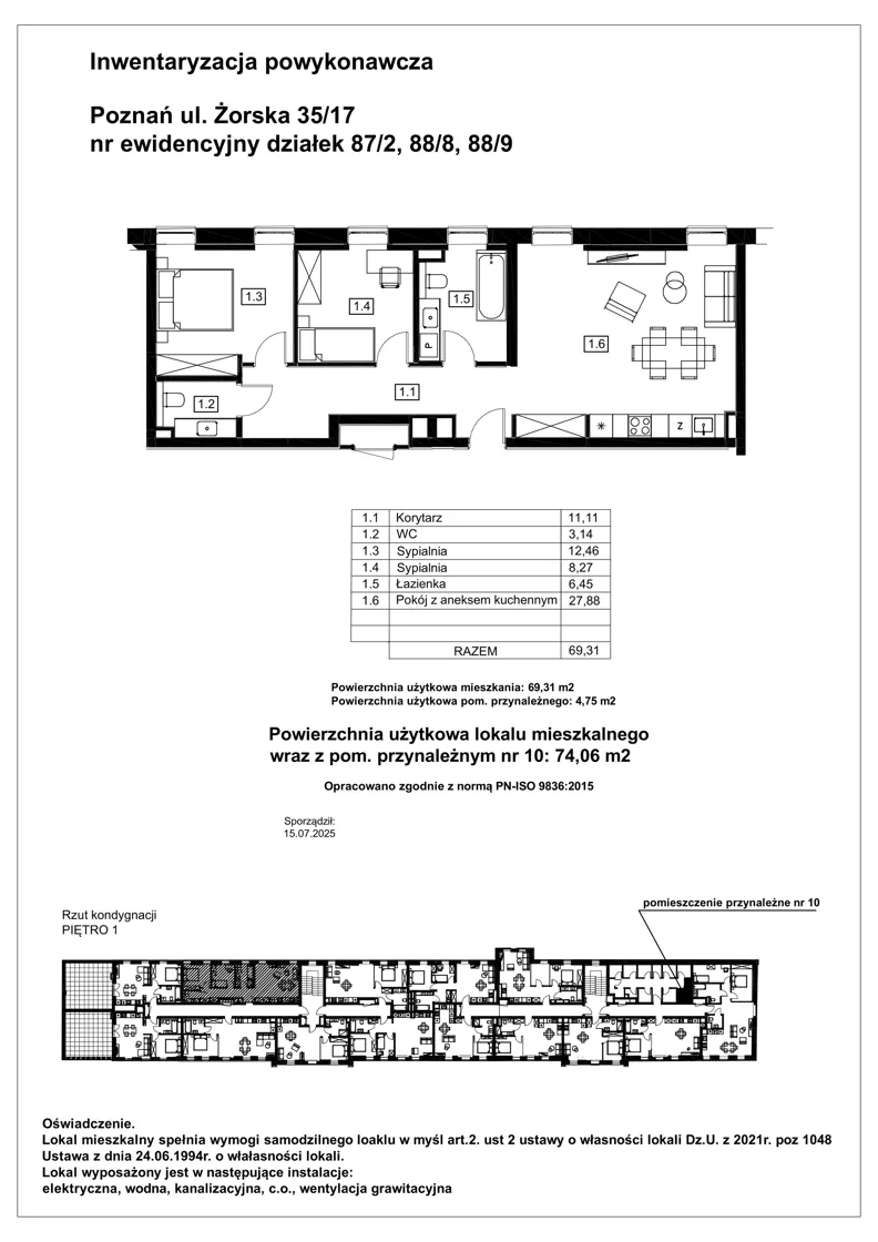 3 pokoje, mieszkanie 69,31 m², piętro 1, oferta nr G1.1.7, Nowy Folwark, Poznań, Starołęka-Minikowo-Marlewo, Minikowo, ul. Masztowa 13