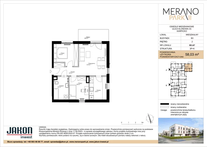 3 pokoje, mieszkanie 58,03 m², piętro 2, oferta nr B3.A7, Merano Park II, Wolsztyn, ul. Klonowa 3