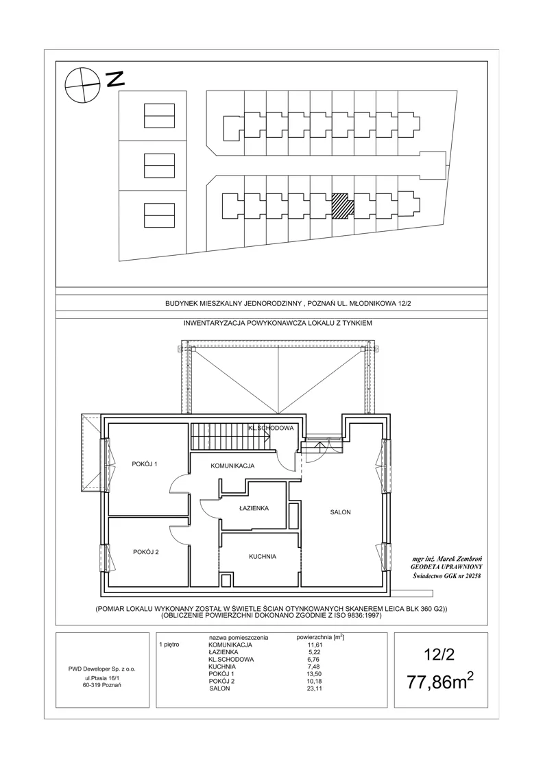 3 pokoje, mieszkanie 77,86 m², piętro 1, oferta nr 48 / B, Osiedle Zagajnik, Poznań, Umultowo, Umultowo, ul. Zagajnikowa