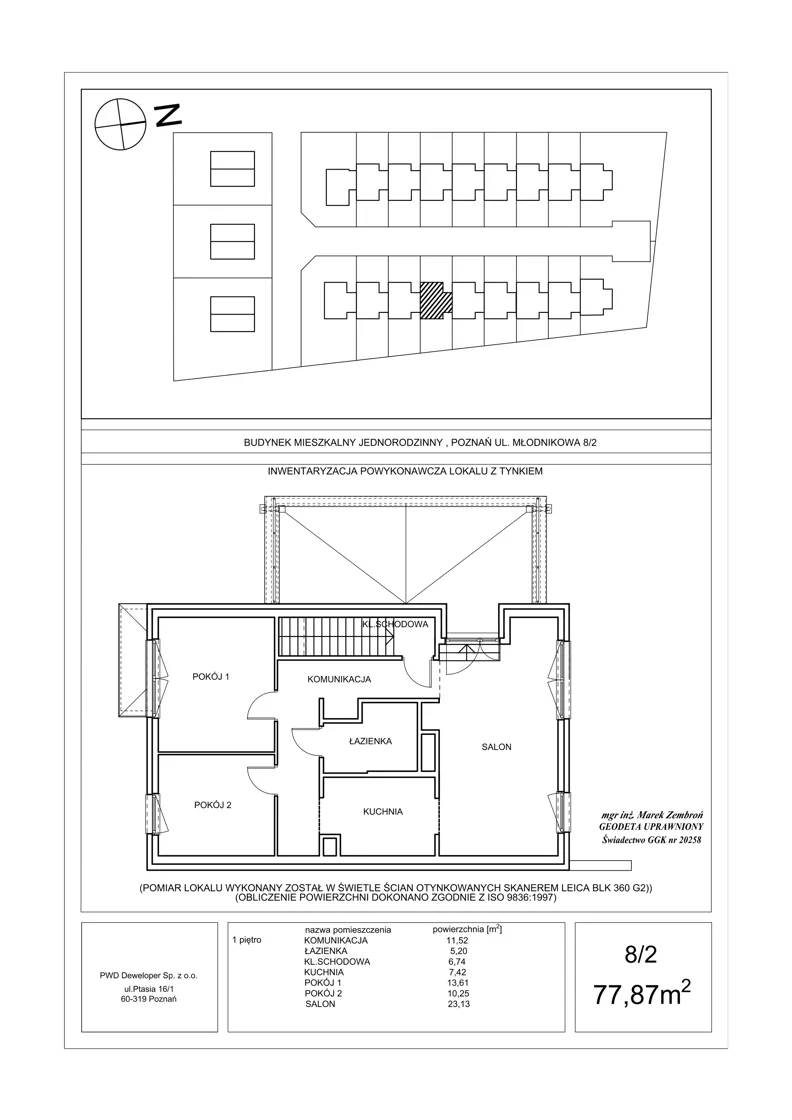 3 pokoje, mieszkanie 77,87 m², piętro 1, oferta nr 46 / B, Osiedle Zagajnik, Poznań, Umultowo, Umultowo, ul. Zagajnikowa