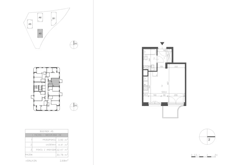 1 pokój, mieszkanie 30,78 m², piętro 1, oferta nr 21.9, Osiedle Albatrosów II, Kraków, Podgórze, Rybitwy, ul. Albatrosów  21