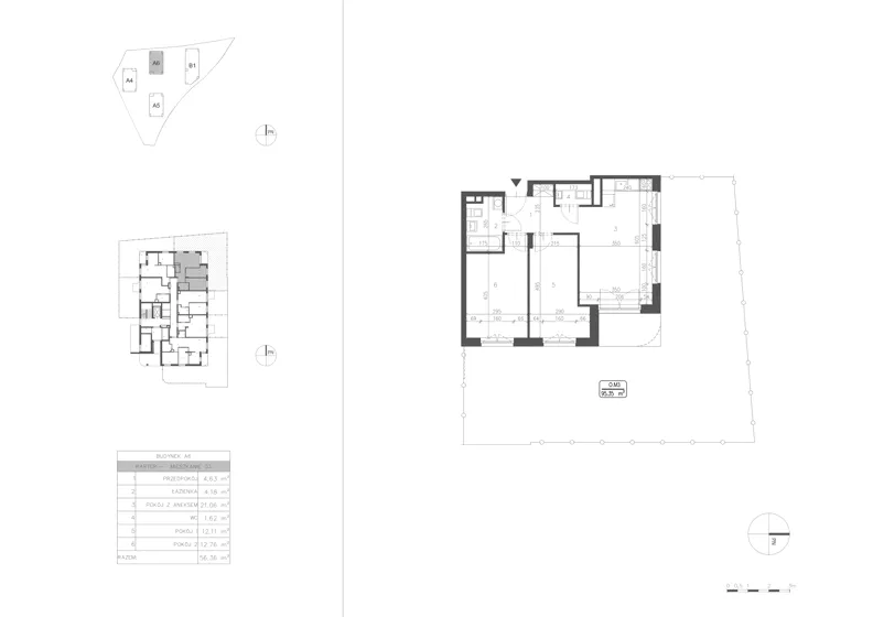 3 pokoje, mieszkanie 56,36 m², parter, oferta nr 21B.3, Osiedle Albatrosów II, Kraków, Podgórze, Rybitwy, ul. Albatrosów  21